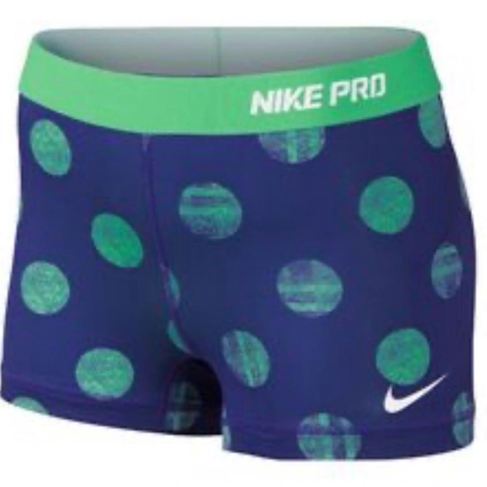 Nike Pro Blue and Green Polka Dot Shorts Limited Edition